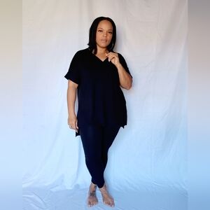 Classic Black V-Neck Women's Top